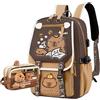 Dujuanus zaino capibara per scuola, Kawaii Borsa da Scuola per Bambini con Astuccio Capibara, Grande Capacità Impermeabile Carino Zaino Capibara (G)