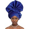 SugeGasa Turbante Femminile Africano 2024 da Donna per Auto gele Copricapo in Seta Grezza Nigeria Fan Gele Festa di Nozze Copricapo Turbante (Blu Reale)