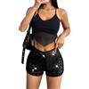 SOLY HUX Pantaloncini da donna con paillette, sexy, mini pantaloncini, per feste, abbigliamento caldo, rave, pantaloni corti, lucidi, festival, Nero , S