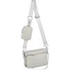 UTO Borsa Donna 3 in 1 per Lavoro Quotidiana Zaino monospalla+Borsa a tracolla+Portafoglio Marsupio Donna Borsa Cintura Multifunzione e Multiuso in Nylon Grigio chiaro e Catena d'argento