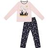 Harry Potter Pigiama lungo da ragazza Harry Potter, Hedwig, Hogwarts Mago, a maniche lunghe, in cotone, pigiama, pigiama da notte, taglia 116 fino a 176, Rosa-Grigio , 176