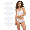 mimosso Brazilian da donna con pizzo in cotone biologico, traspirante, confezione da 5 pezzi, sexy, confortevole e invisibile, biancheria intima per l'uso quotidiano (taglia S-2XL), bianco, S