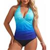 Generico da Bagno Tankini Stampato Elegante, Due Pezzi, Top e Slip Bikini a Vita Alta con Spalline Regolabili (Sky Blue, XL)