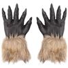 LALAFINA 2 pezzi Halloween peloso zampa mannaro artigli pelose zampe artigli cosplay spaventoso peloso uomini Halloween mostri animali guanti maschera, come mostrato
