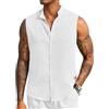 COOFANDY Camicie estive senza maniche da uomo canotte da spiaggia con bottoni testurizzati per le vacanze, bianco, S