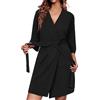 Ekouaer Vestaglie da Donna in Maglia a Coste con Maniche a 3/4 con Tasche | lunghezza al ginocchio, scollo a V, cintura in vita, matrimoni, riposo & sonno, per la spa & la spiaggia