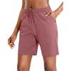 EUHOM Bermuda da donna, estivi, pantaloni sportivi, lunghezza al ginocchio, in cotone, a vita alta, da corsa, da jogging, casual, con tasche, Colore: rosa., XXL
