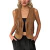 Generic Gilet da donna con nappa, con frange, stile country western, in finta pelle scamosciata, stile hippie, senza maniche, aperto sul davanti, stile boho, casual, con scollo a V, per feste e abbigliamento