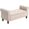 HOMCOM Panca Fondo Letto con Spazio Portaoggetti e Braccioli Arrotolati Beige