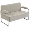 HOMCOM Divano Moderno 2 Posti Rivestito in Ciniglia Beige 120x73x76 cm