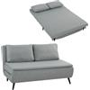 HOMCOM Divano Letto 2 Posti in Tessuto Effetto Lino con 2 Cuscini Grigio Chiaro