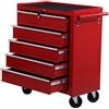 HOMCOM Carrello Porta Attrezzi in Metallo Ruote e 5 Cassetti 67.5x33x77cm Rosso