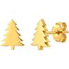 bySantana Orecchini a Bottone Albero di Natale Donna Acciaio Inossidabile Oro