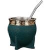 Sjfbebsy Mate di zucca argentino, tazza di mate argentino imperiale da 180 ml con rivestimento in acciaio inossidabile struttura tartaruga paglia di metallo verde scuro, termine per