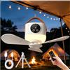 ALLILUYAA Ventilatore Da Soffitto Esterno, Ventilatore Da Soffitto per Esterno con Luce, Dotato Di Telecomando, Porta Di Ricarica USB E Timer, per Interni, Esterni, Terrazze E Gazebi