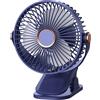 Qualoramall, ventilatore USB da scrivania con clip e luce notturna, ventilatore portatile silenzioso, 5 modalità di vento, rotazione verticale a 360° e orizzontale a 720°, alimentato tramite USB, per