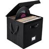 Wodsty Scatola portaoggetti per dischi in vinile, custodia in tessuto Oxford da 33 cm, per album LP, contiene 120 dischi, design impilabile, antipolvere, nero