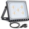 papasbox Proiettore LED Esterno 30W, 3000LM Luce Bianca Calda 3000K, IP65 Impermeabile Faretto LED con Spina, Super Brillante per Giardino, Terrazza, Giardino, Cortile