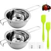 CARANNACLTD Set di 2 ciotole per sciogliere il bagnomaria, 500 ml, in acciaio inox, con 2 spatole in silicone per burro, cioccolato, formaggio, caramello, candele