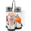 INHEMING Set Saliera e Pepe in Acciaio Inox, Set Sale/Pepe/Stuzzicadenti con Supporto per Cucina, in Viaggio, Camper, Barbecue