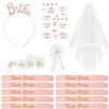 VMUTGA 15 Pezzi Gadget Sposa to Be Kit Accessori, Bride to Be Decorazione Gadget Addio al Nubilato Sposa Velo Spille Fascia Fasce Capelli con 10 Team Sposa Fascia per Nozze Addio al Nubilato Festa