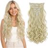 CAISHA XL 45cm 7 Pezzi Set CLIP IN EXTENSIONS Extensions Per I Capelli Posticcio Voluminoso Ondulato Biondo Chiaro CE8d-1