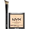 NYX Professional Makeup Fondotinta in Polvere Can't Stop Won't Stop 01 Fair Opacizzante e Matificante + Pennello Viso Total Control Drop con Setole Angolate - Set da 2