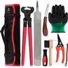 Swpeet Kit professionale di 8 strumenti per farrier con confezione in rotolo, tagliaboccoli, tagliapoccoli, lima per raspa e manico in gomma, spazzola per ferro di cavallo, coltello per zoccolo