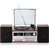 Roadstar HIF-8892D+BT Giradischi vintage in vinile DAB/DAB+/FM Radio CD-MP3 Lettore di cassette Bluetooth Legno