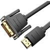 VENTION Cavo DVI HDMI Adattatore HDMI a DVI Bi-direzionale DVI-D 24+1 Maschio a HDMI Maschio Ad Alta Velocità 1080P Compatibile con PC PS4 RPi Xbox Laptop Macbook DVD Display Monitor (2 m)