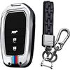 KUNIO Keyless Custodia per chiave adatta per Toyota Yaris Cross Yaris Hybrid Rav4 Aygo CHR Prius Land Cruiser 200 Crown Protezione Cassa in metallo Portachiavi 3 Tasti A Argento