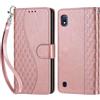 KENHONER Custodia per Samsung Galaxy A10 Cover, Oro rosa | Portafoglio in Pelle PU Retro, Antiurto Flip, Slot per Schede, Funzione Stand, Chiusura Magnetica