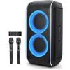 GREEN KEEPER GKD62 Macchina Karaoke, Cassa Bluetooth 400W con 2 Microfoni Wireless