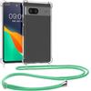 kwmobile Custodia Compatibile con Google Pixel 8a Cover - Back Case in Silicone TPU - Protezione Smartphone con Cordino - trasparente/menta