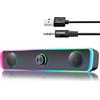 HDAKDDHG Altoparlanti PC, altoparlanti USB per desktop, soundbar di gioco con luce RGB, connessione Bluetooth&USB, altoparlante cablato da 3,5 mm per monitor, computer portatile, PC