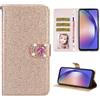 YKTO Bling Shiny Case per Oppo A94 5G PU Cuoio Flip Custodia Wallet Caso Portafoglio Carte Chiusura Magnetica Porta Supporto Stand Protezione Silicone Copertura per Oppo A94 5G,Oro