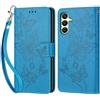 KENHONER Custodia per Samsung Galaxy A25 5G Cover, Blu Farfalla | Portafoglio in Pelle PU Retro, Antiurto Flip, Slot per Schede, Funzione Stand, Chiusura Magnetica