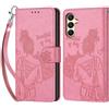 KENHONER Custodia per Samsung Galaxy A25 5G Cover, Rosa | Portafoglio in Pelle PU Retro, Antiurto Flip, Slot per Schede, Funzione Stand, Chiusura Magnetica