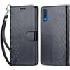 KENHONER Custodia per Samsung Galaxy A50 Cover, Nero | Portafoglio in Pelle PU Retro, Antiurto Flip, Slot per Schede, Funzione Stand, Chiusura Magnetica