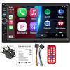 WEPARTICULAR Autoradio Bluetooth Carplay Android Auto 2 Din HD da 7 Supporto Collegamento specchio Android/IOS, Chiamate in vivavoce Bluetooth, Radio FM con telecomando e telecamera per retromarcia