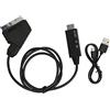 BONKZEBU Cavo Adattatore Convertitore da Interfaccia Multimediale SCART a HD Convertitore Video Ad Alta Definizione 1080P con Supporto di Alimentazione Micro USB per Lettori DVD VHS VCR