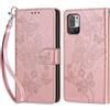 KENHONER Custodia per Xiaomi Redmi Note 10 5G Cover, Oro rosa Farfalla | Portafoglio in Pelle PU Retro, Antiurto Flip, Slot per Schede, Funzione Stand, Chiusura Magnetica