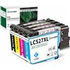 Greenjob LC527XL Cartucce Compatibili per Brother LC527 LC-527XL LC-527XLVAL Value Pack per Brother MFC-J4350DW MFC-J4550DW J4350DW J4550DW (1 Nero, 1 Ciano, 1 Magenta, 1 Giallo)