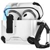 LUDHEP Custodia Protettiva per AirPods 4 con Serratura di Sicurezza, Supporto MagSafe e Stand per Smartphone, Antiurto e Impermeabile, Ideale per Uso Esterno