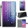 KENHONER Custodia per Samsung Galaxy S10, gocce d'acqua | Portafoglio Pelle PU, Magnetica, Resistente Agli Urti, Scomparto Carte Credito, Pieghevole, Flip Libro, Motivo