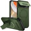 Belzsxy custodia per Google Pixel 9 Pro XL/Google Pixel 10 Pro XL con ring stand magnetico, cover militare antiurto con protezione fotocamera scorrevole compatible with MagSafe ricarica wireless verde
