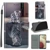KENHONER Custodia per Samsung Galaxy A12, gatto e tigre | Portafoglio Pelle PU, Magnetica, Resistente Agli Urti, Scomparto Carte Credito, Pieghevole, Flip Libro, Motivo
