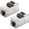 deleyCON Accoppiatore Keystone RJ45 CAT6A (Set da 2 Pezzi) - STP, 2x Presa RJ45, 10 Gbit/s, 500 MHz, Collegamento 1:1 - Argento