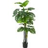 HOMCOM Albero Artificiale Pianta Artificiale Monstera H.1,5 m Tronco Rami Lichene Foglie a Forma di Tartaruga Grande realismo Vaso Incluso | Aosom Italy
