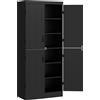 HOMCOM Credenza alta da cucina, armadio da cucina con 4 ante e 6 livelli e ripiani regolabili, 76 x 40 x 176,7 cm, nero | Aosom Italy